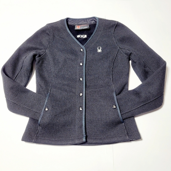 Spyder Core Knit & Sherpa Lined Snap Button Sweater Jacket Women's (XS) - Picture 4 of 10